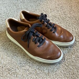 Cole Haan GrandPrø Rally Brown Leather Perforated Sneakers with Black Laces